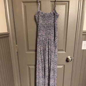 Pact French Navy Ditsy The Soirée Smocked Maxi Dress Size Large